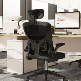 كرسي مكتب باللون الأسود مع مسند راس am-73